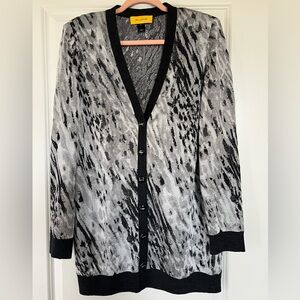 St. John Black and Gray Knit Cardigan